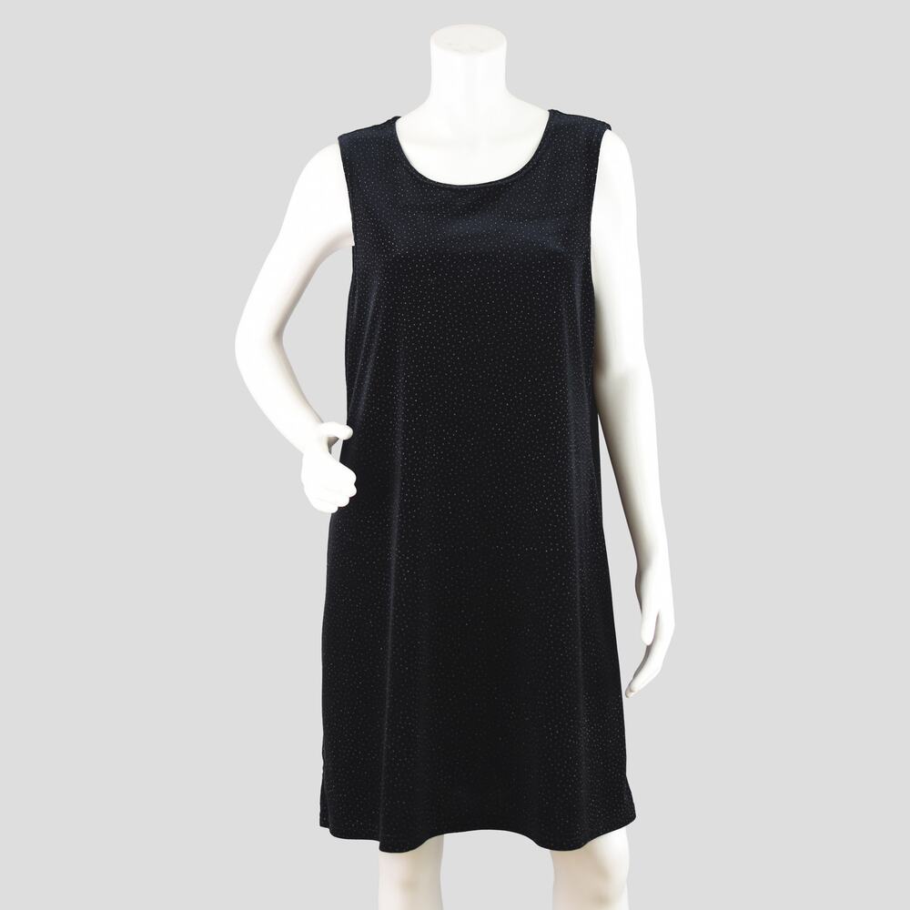 90s Black Velvet Dress with Metallic Sparkles, Kathie Lee Women's Large 12-14
